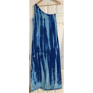 C&C California Blue tie dye 1 shoulder maxi dress